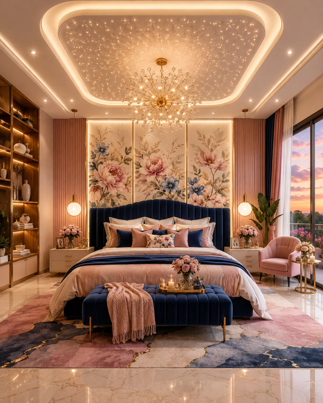 Sparkling Star Ceiling with Sputnik Chandelier