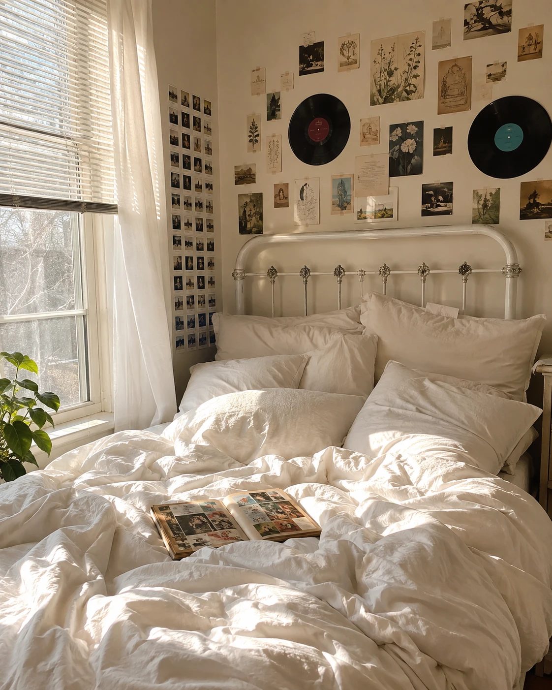 Vintage Vinyl Gallery Wall Bedroom