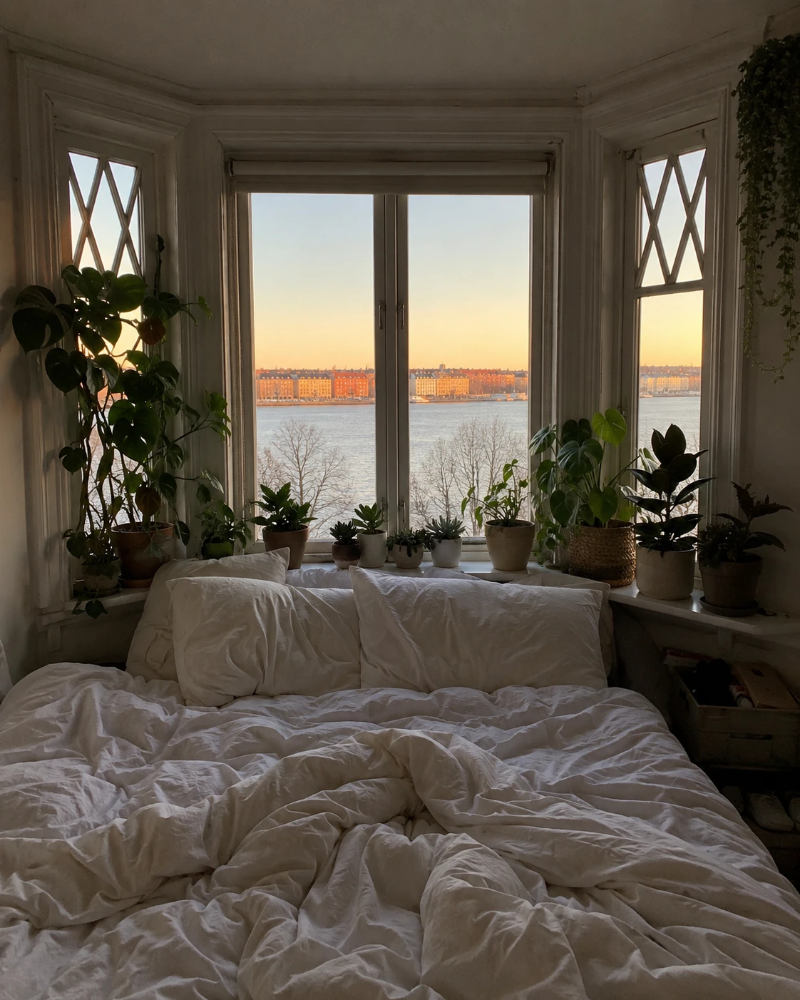 Bay Window Waterfront Plant Nook Bedroom