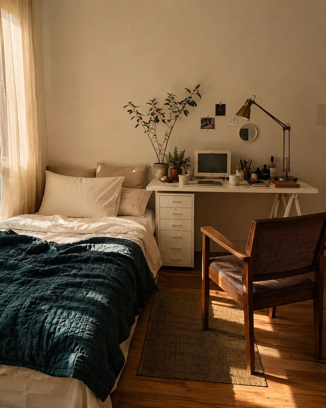 Deep Teal Quilt Home Office Bedroom