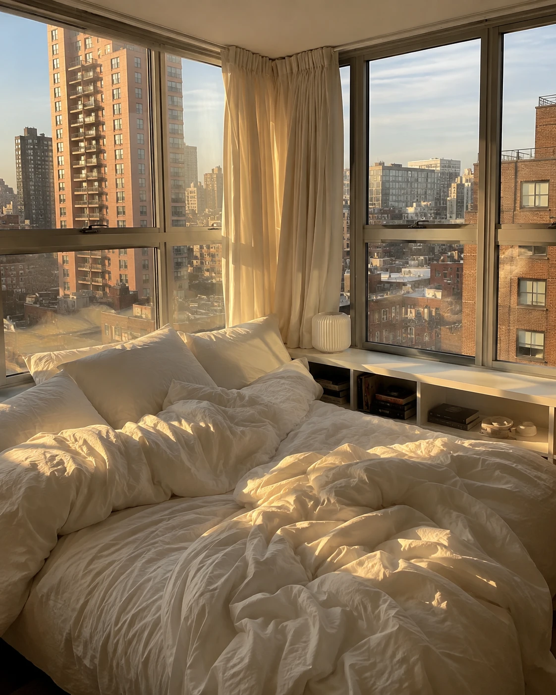 High Rise Corner Window Skyline Bedroom
