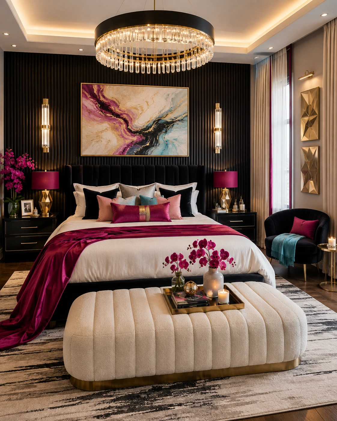 Black and Magenta Statement Bedroom