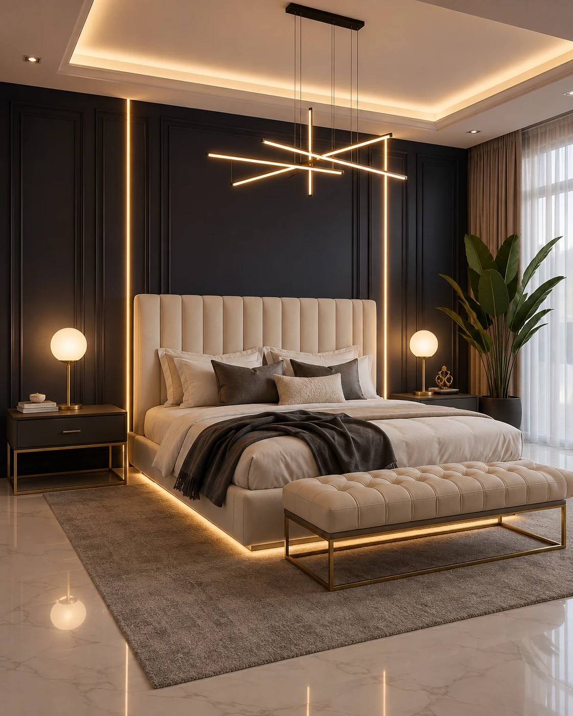 Black and Cream Modern Loft Bedroom